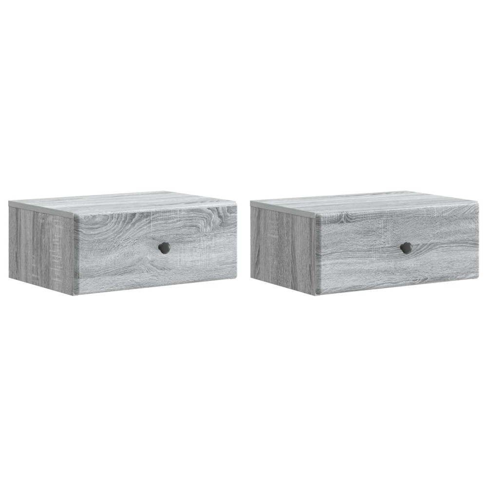 vidaXL Τοίχου Κρεμαστό Κομοδίνο 2 τμχ. Γκρι Sonoma 49 x 34,5 x 20 εκ.