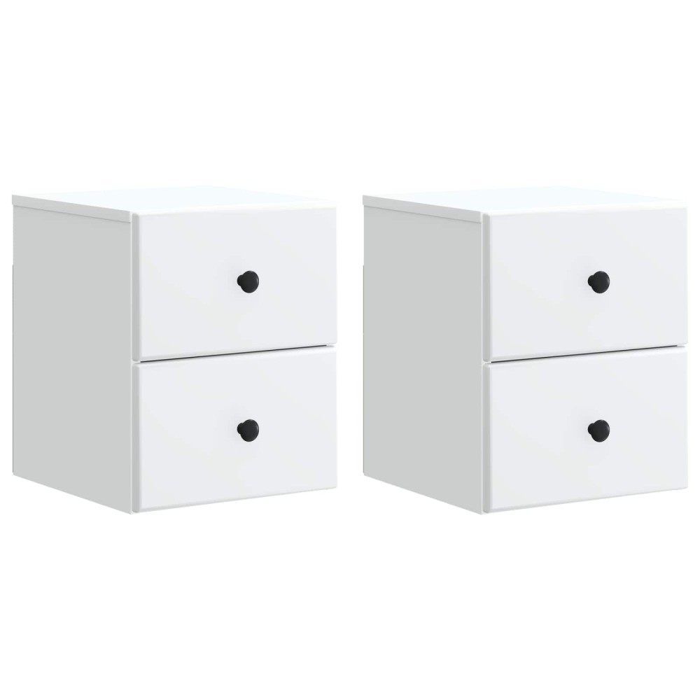 vidaXL Τοίχου Κρεμαστό Κομοδίνο 2 τμχ. Λευκό 34,5 x 33 x 40 εκ