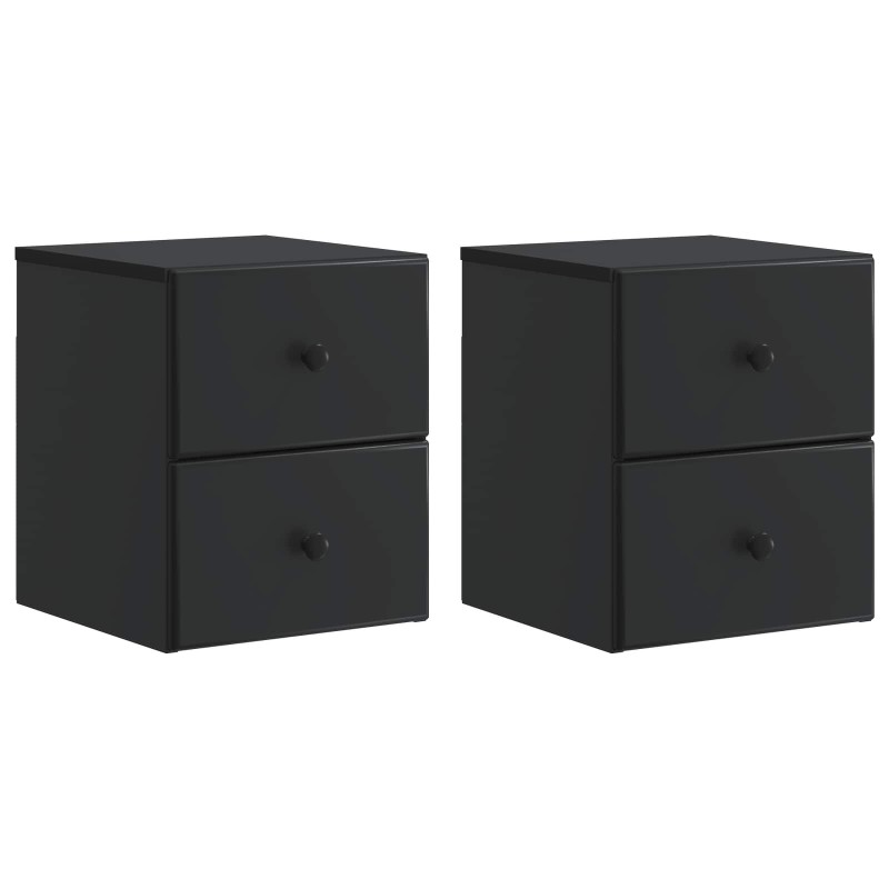 vidaXL Τοίχου Κρεμαστό Κομοδίνο 2 τμχ. Μαύρο 34,5 x 33 x 40 εκ