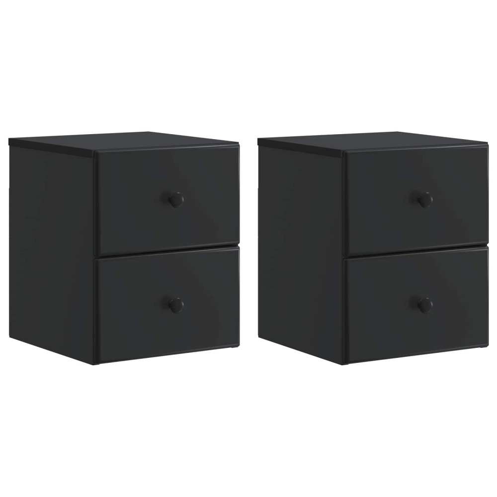 vidaXL Τοίχου Κρεμαστό Κομοδίνο 2 τμχ. Μαύρο 34,5 x 33 x 40 εκ