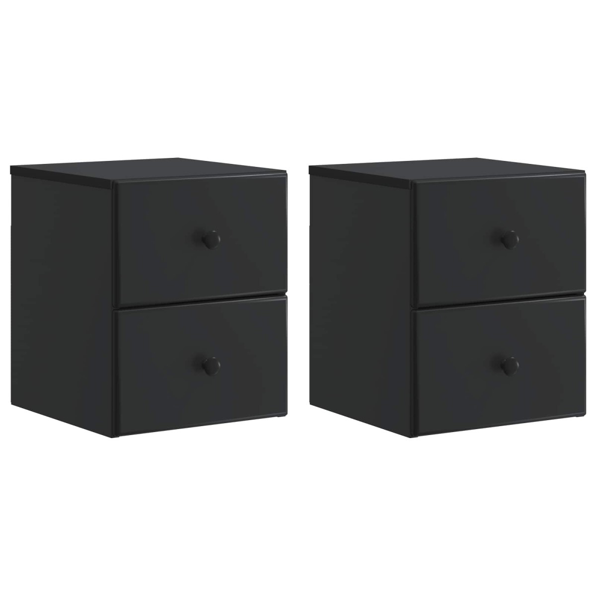 vidaXL Τοίχου Κρεμαστό Κομοδίνο 2 τμχ. Μαύρο 34,5 x 33 x 40 εκ