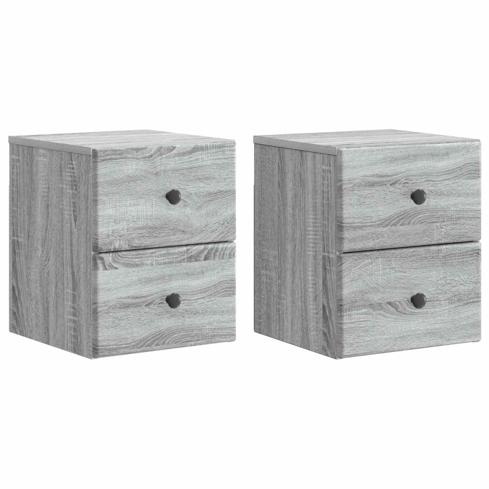 vidaXL Τοίχου Κρεμαστό Κομοδίνο 2 τμχ. Γκρι Sonoma 34,5 x 33 x 40 εκ