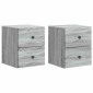 vidaXL Τοίχου Κρεμαστό Κομοδίνο 2 τμχ. Γκρι Sonoma 34,5 x 33 x 40 εκ