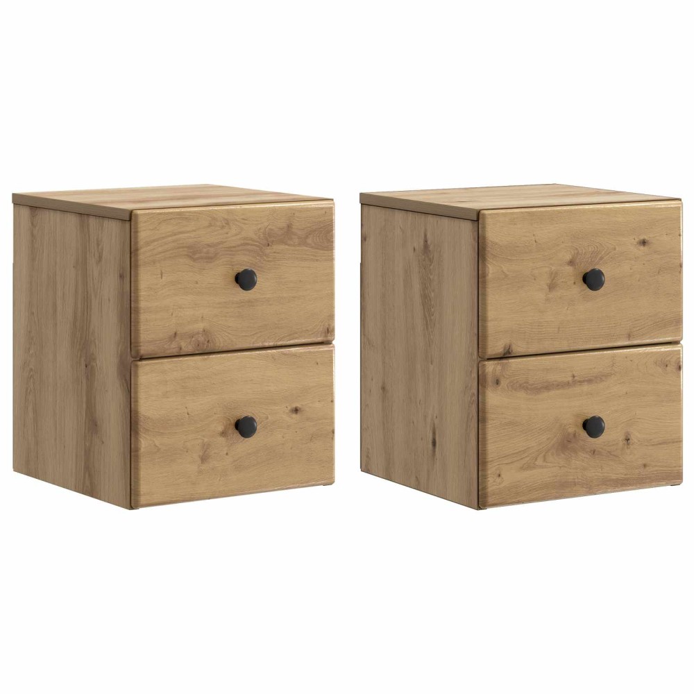 vidaXL Τοίχου Κρεμαστό Κομοδίνο 2 τμχ. Artisan Δρυς 34,5 x 33 x 40 εκ