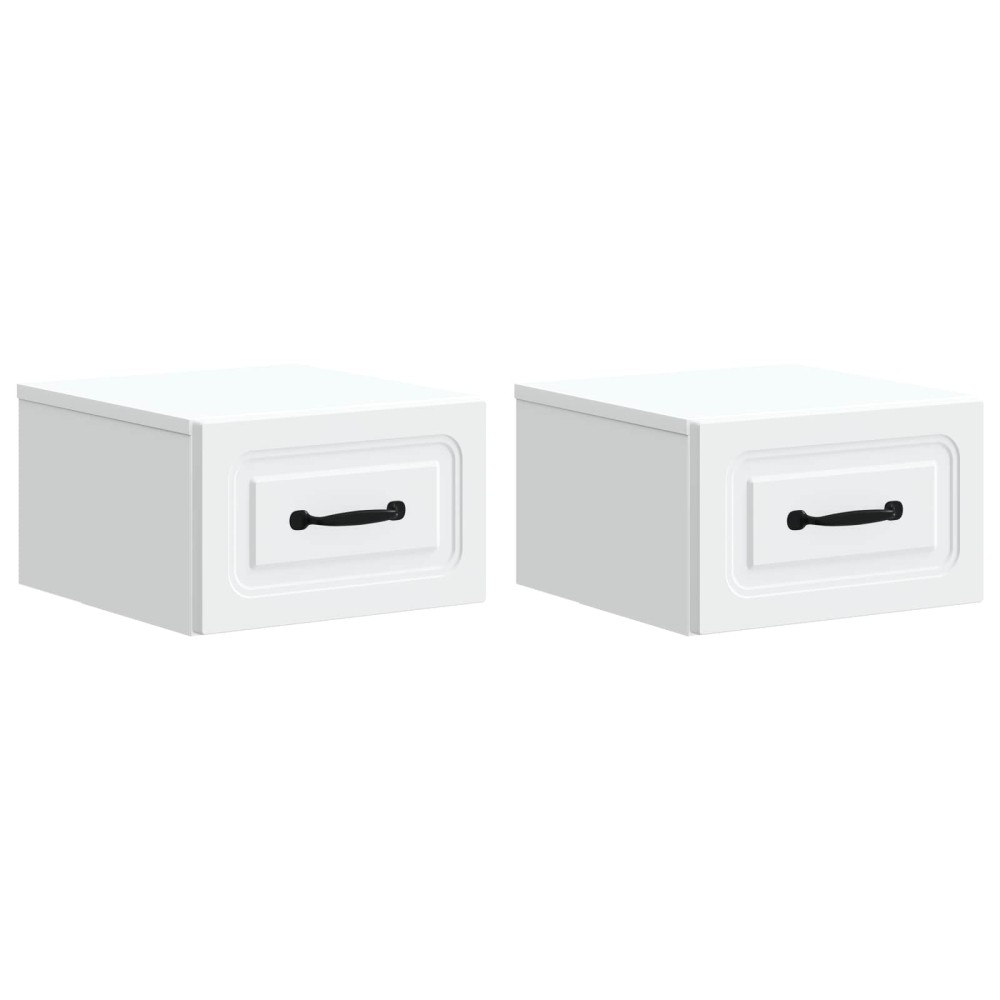 vidaXL Τοίχου Κρεμαστό Κομοδίνο 2 τμχ. Λευκό 34,5 x 33 x 20 εκ.
