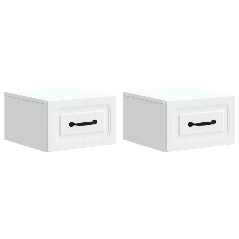 vidaXL Τοίχου Κρεμαστό Κομοδίνο 2 τμχ. Λευκό 34,5 x 33 x 20 εκ.
