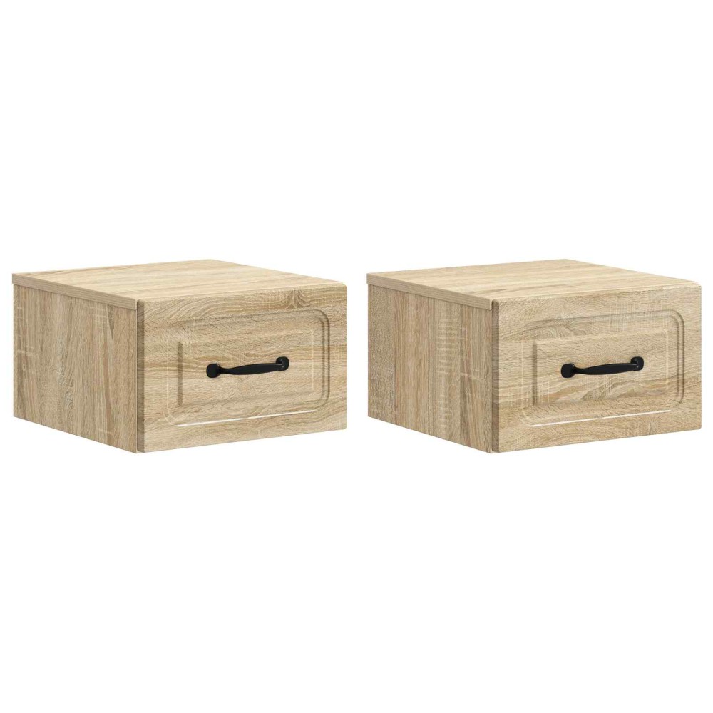 vidaXL Τοίχου Κρεμαστό Κομοδίνο 2 τμχ. Sonoma Δρυς 34,5 x 33 x 20 εκ.