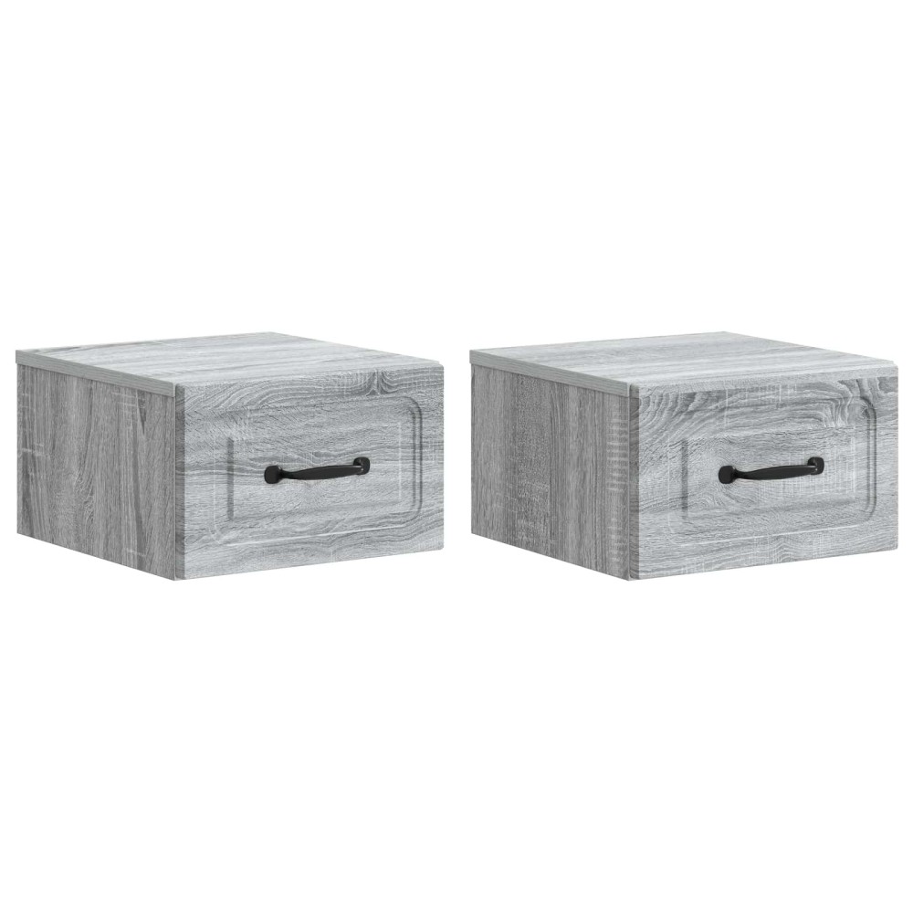 vidaXL Τοίχου Κρεμαστό Κομοδίνο 2 τμχ. Γκρι Sonoma 34,5 x 33 x 20 εκ.