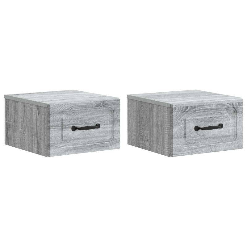 vidaXL Τοίχου Κρεμαστό Κομοδίνο 2 τμχ. Γκρι Sonoma 34,5 x 33 x 20 εκ.