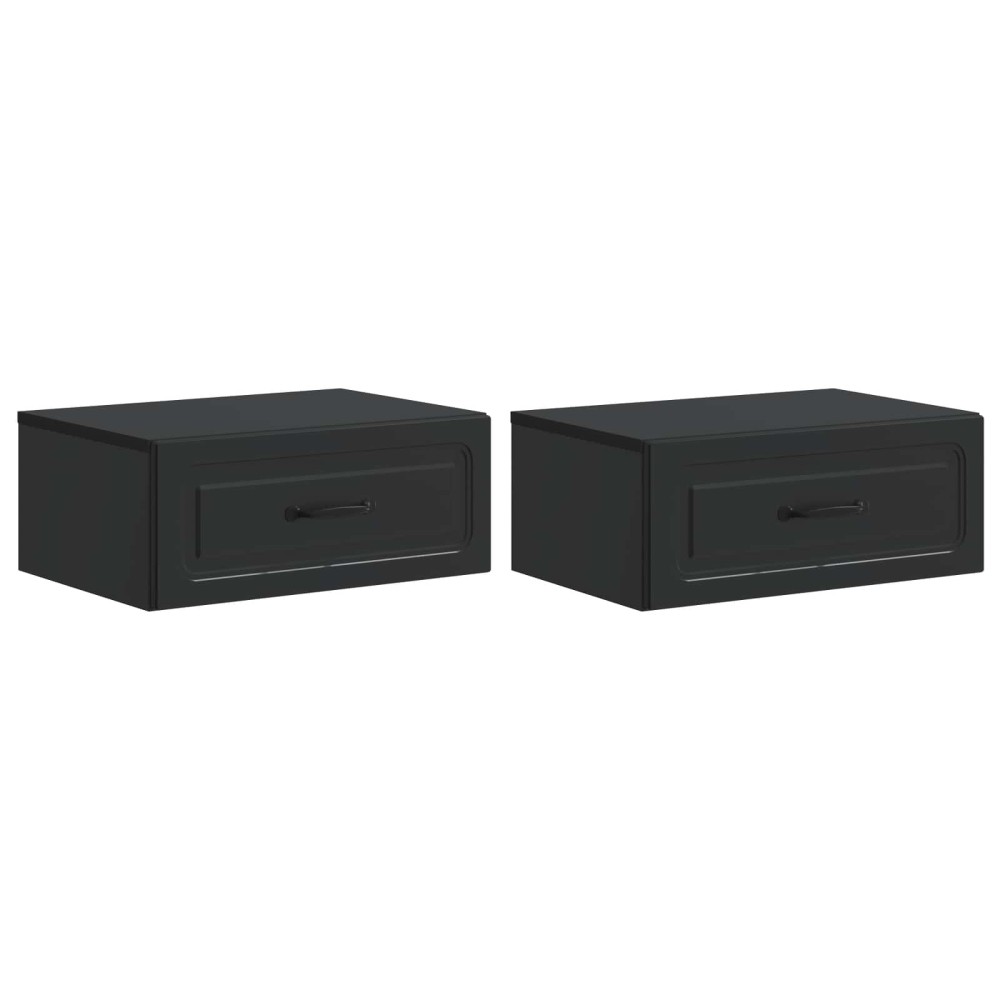 vidaXL Τοίχου Κρεμαστό Κομοδίνο 2 τεμ. Μαύρο 49 x 34,5 x 20 εκ.