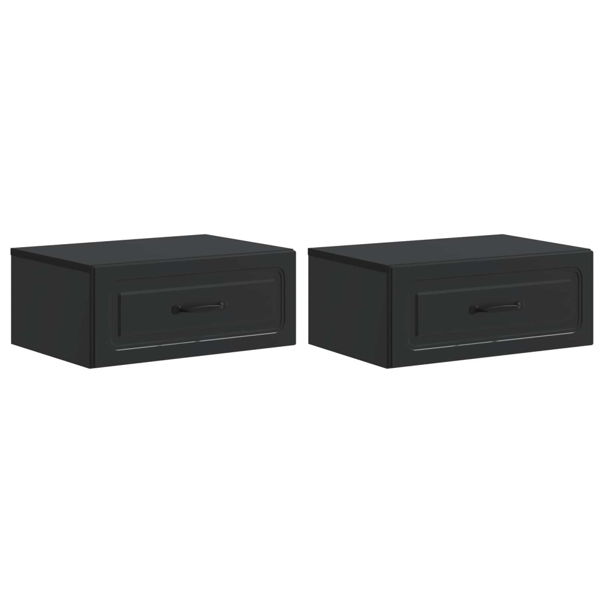 vidaXL Τοίχου Κρεμαστό Κομοδίνο 2 τεμ. Μαύρο 49 x 34,5 x 20 εκ.