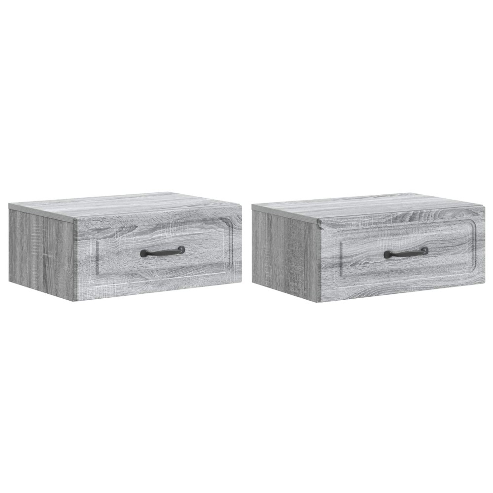 vidaXL Τοίχου Κρεμαστό Κομοδίνο 2 τεμ. Γκρι Sonoma 49 x 34,5 x 20 εκ.