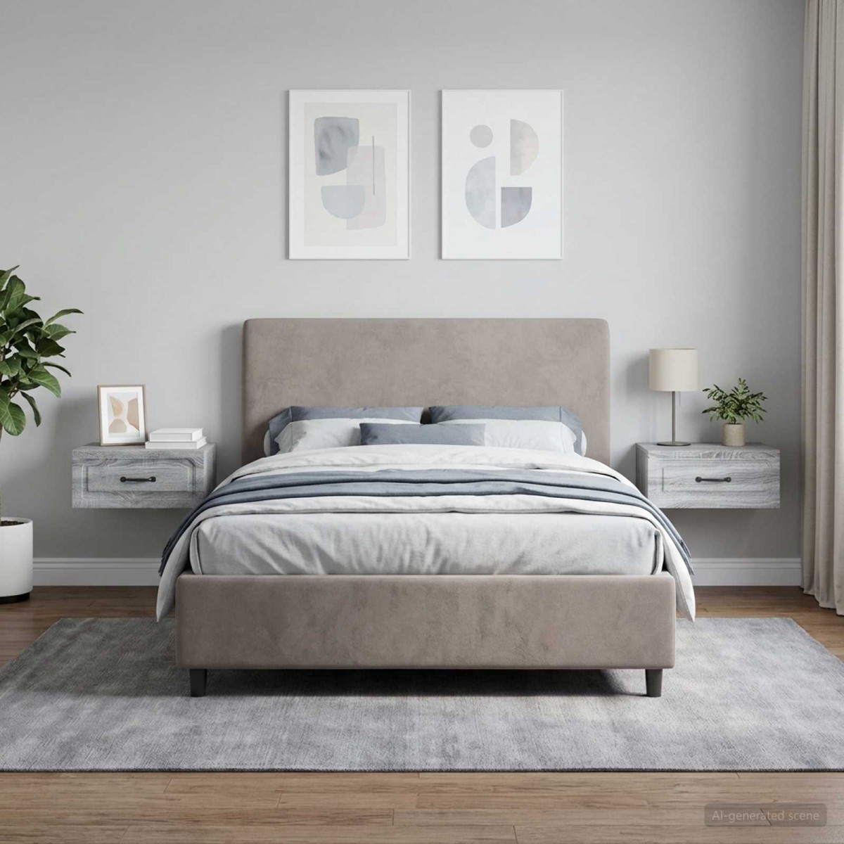 vidaXL Τοίχου Κρεμαστό Κομοδίνο 2 τεμ. Γκρι Sonoma 49 x 34,5 x 20 εκ.