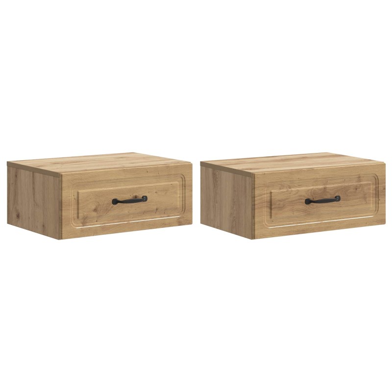 vidaXL Τοίχου Κρεμαστό Κομοδίνο 2 τεμ. Artisan Δρυς 49 x 34,5 x 20 εκ.