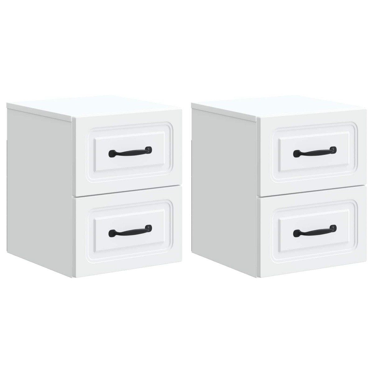 vidaXL Τοίχου Κρεμαστό Κομοδίνο 2 τμχ. Λευκό 34,5 x 33 x 40 εκ
