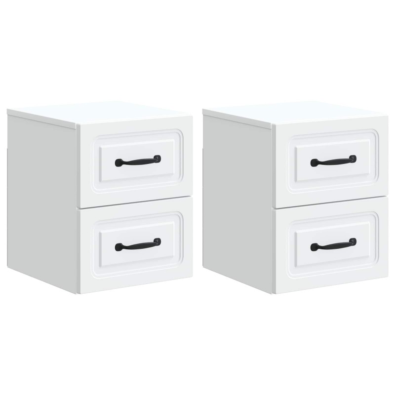 vidaXL Τοίχου Κρεμαστό Κομοδίνο 2 τμχ. Λευκό 34,5 x 33 x 40 εκ