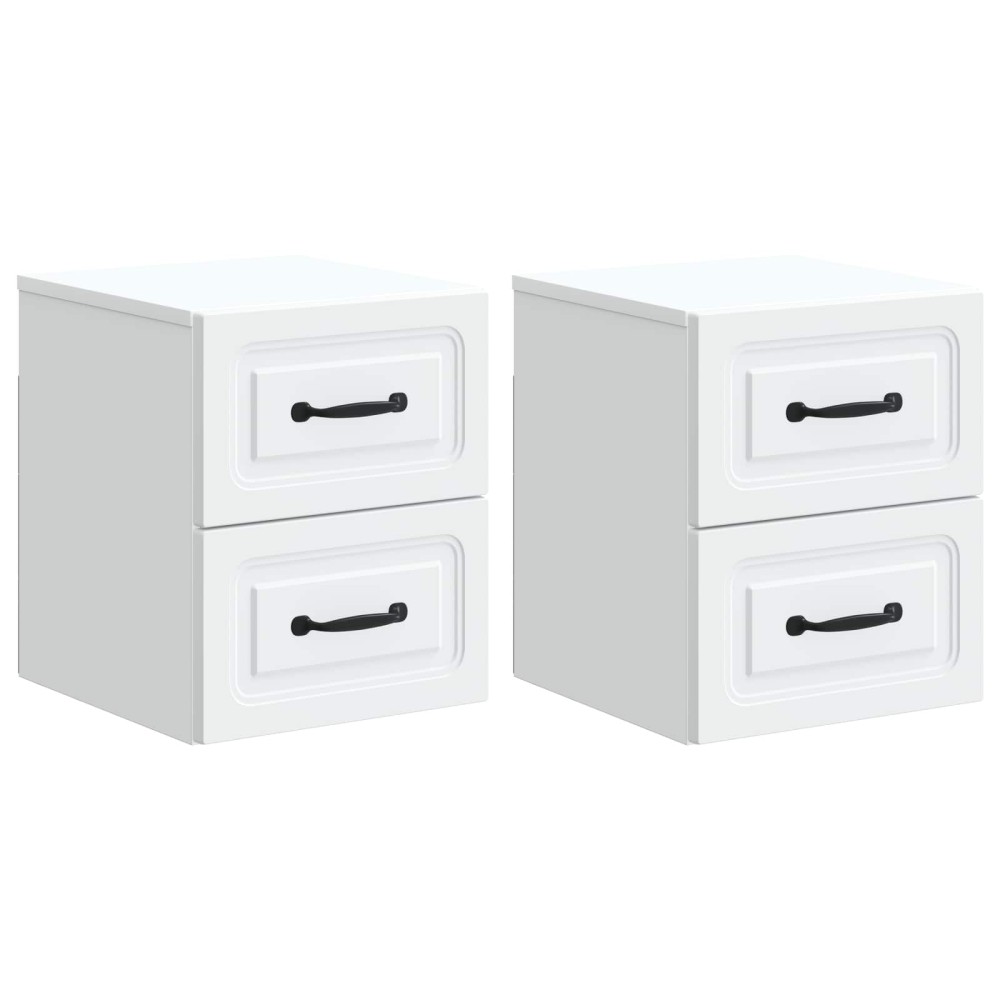 vidaXL Τοίχου Κρεμαστό Κομοδίνο 2 τμχ. Λευκό 34,5 x 33 x 40 εκ