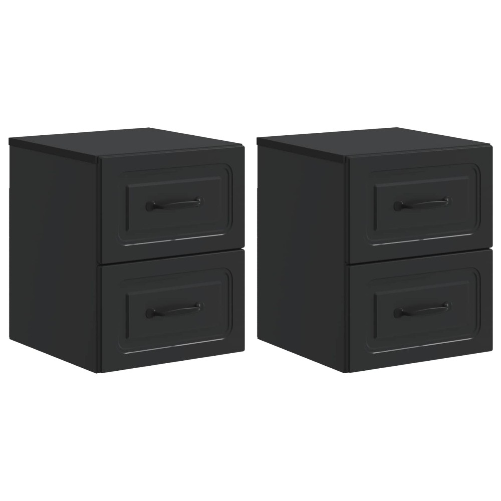 vidaXL Τοίχου Κρεμαστό Κομοδίνο 2 τμχ. Μαύρο 34,5 x 33 x 40 εκ