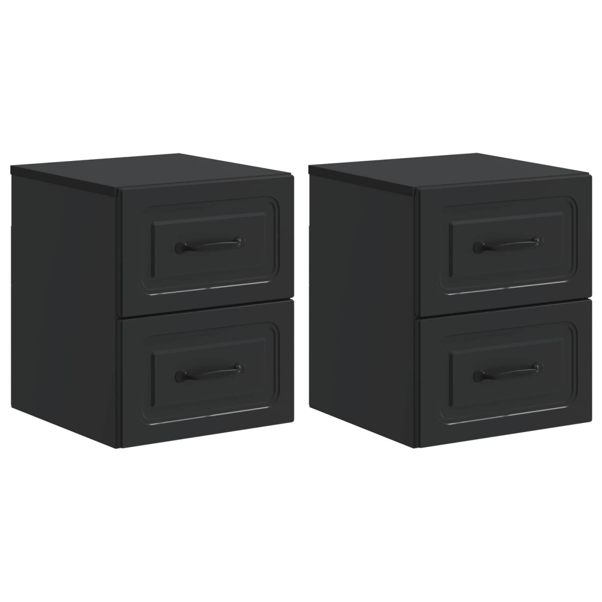 vidaXL Τοίχου Κρεμαστό Κομοδίνο 2 τμχ. Μαύρο 34,5 x 33 x 40 εκ