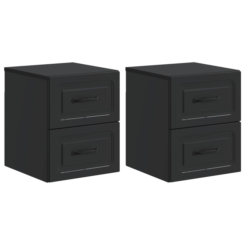 vidaXL Τοίχου Κρεμαστό Κομοδίνο 2 τμχ. Μαύρο 34,5 x 33 x 40 εκ