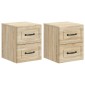 vidaXL Τοίχου Κρεμαστό Κομοδίνο 2 τμχ. Sonoma Δρυς 34,5 x 33 x 40 εκ