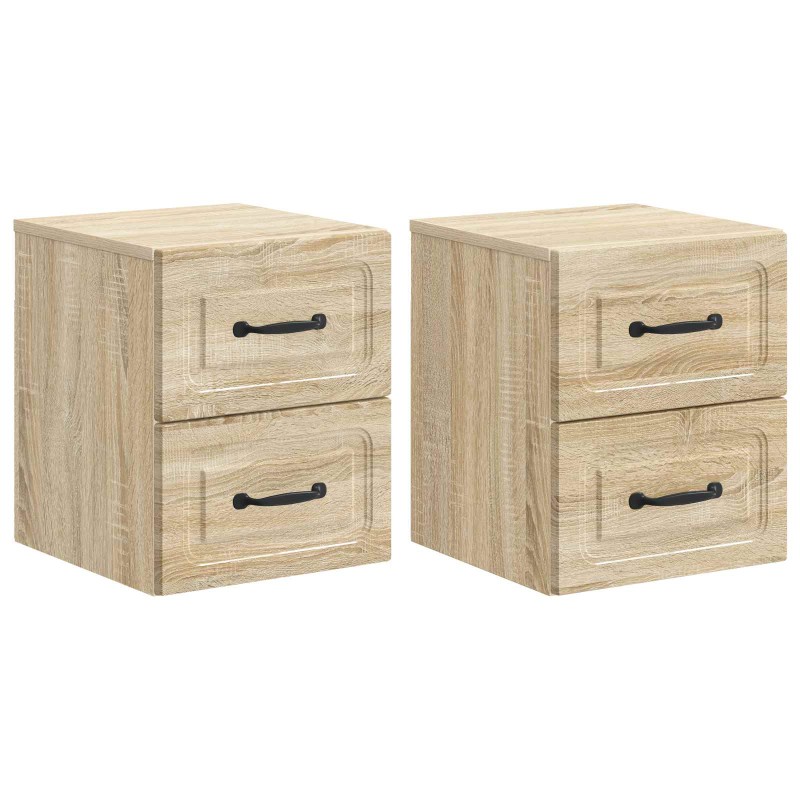 vidaXL Τοίχου Κρεμαστό Κομοδίνο 2 τμχ. Sonoma Δρυς 34,5 x 33 x 40 εκ