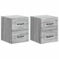 vidaXL Τοίχου Κρεμαστό Κομοδίνο 2 τμχ. Γκρι Sonoma 34,5 x 33 x 40 εκ
