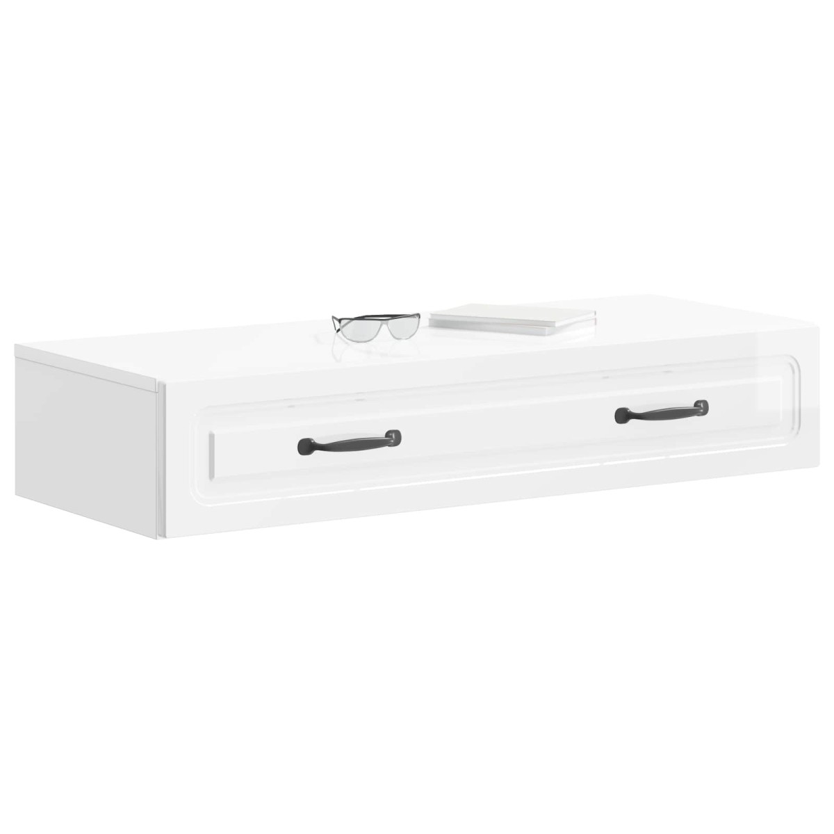 vidaXL Τραπεζάκι Τοίχου Γυαλιστερό Λευκό 87,5 x 34,5 x 17 εκ.