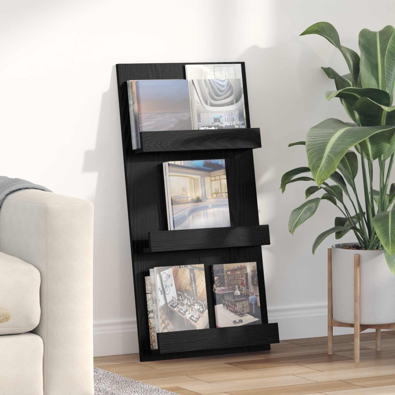 vidaXL Ράφι Περιοδικών Μαύρη Οξυά 51 x 11 x 102 εκ Επεξεργασμένο Ξύλο
