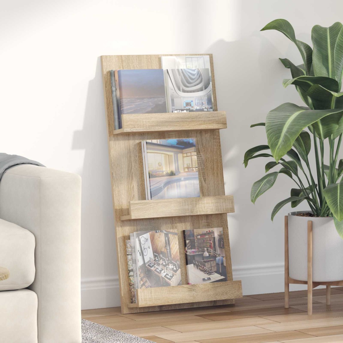 vidaXL Ράφι Περιοδικών Δρύς Sonoma 51 x 11 x 102 εκ Επεξεργασμένο Ξύλο
