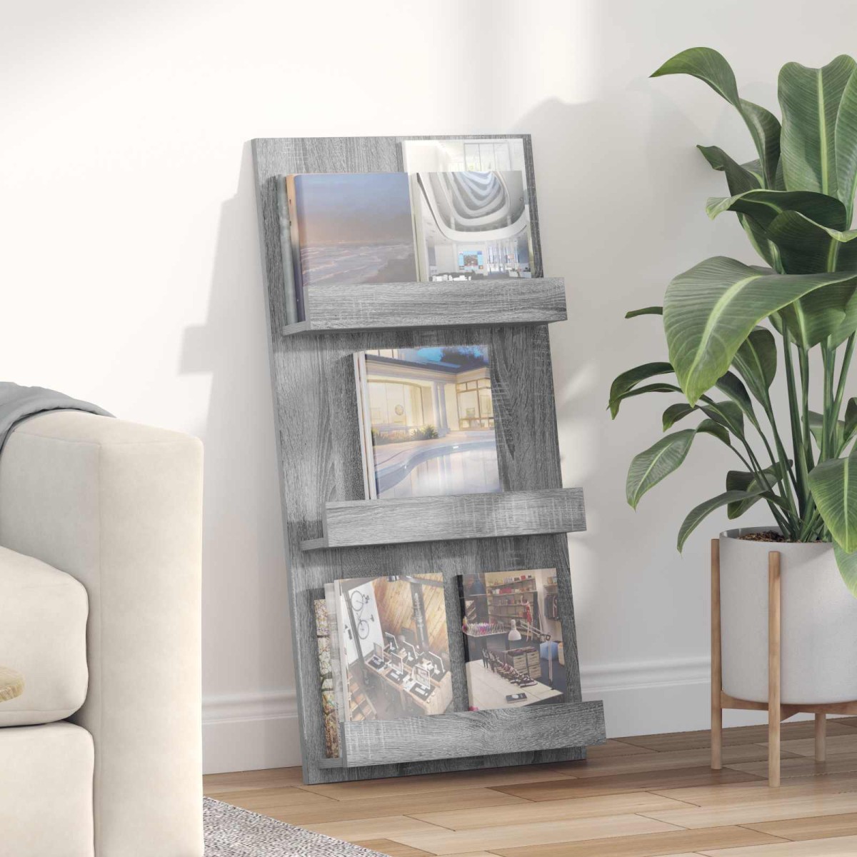 vidaXL Ράφι Περιοδικών με ράφι Γκρίζο Σονομα 51 x 11 x 102 εκ