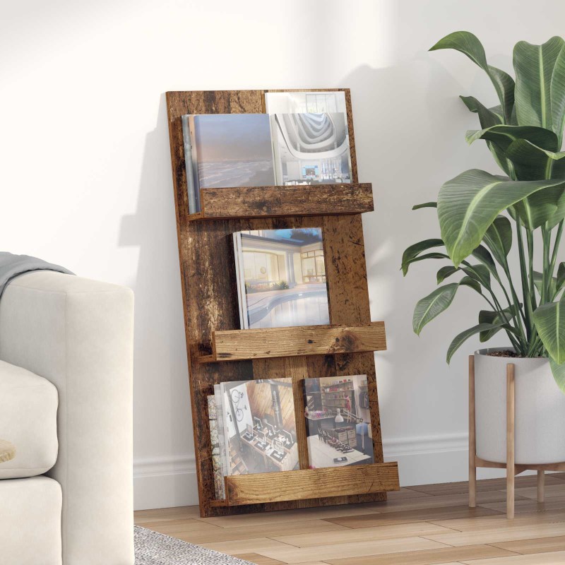 vidaXL Ράφι Περιοδικών Παλιό ξύλο 51 x 11 x 102 εκ Επεξεργασμένο Ξύλο