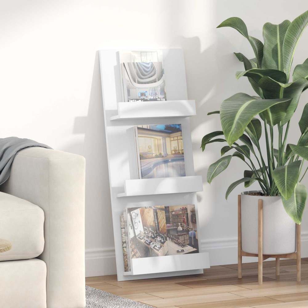 vidaXL Ράφι Περιοδικών Λευκό 43 x 11 x 102 εκ Επεξεργασμένο Ξύλο