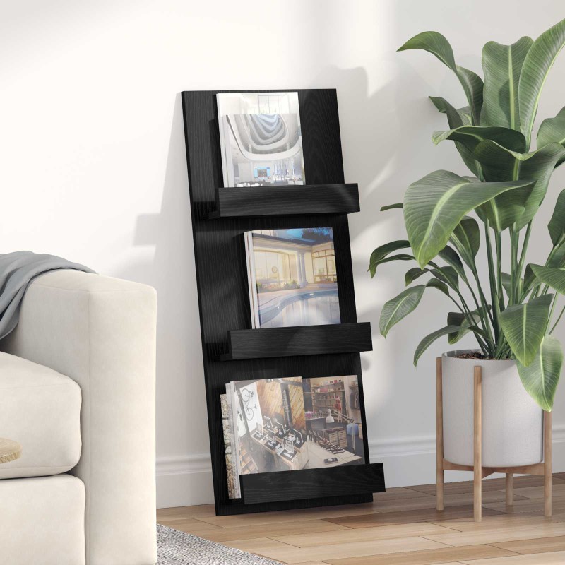 vidaXL Ράφι Περιοδικών Μαύρη Οξυά 43 x 11 x 102 εκ Επεξεργασμένο Ξύλο