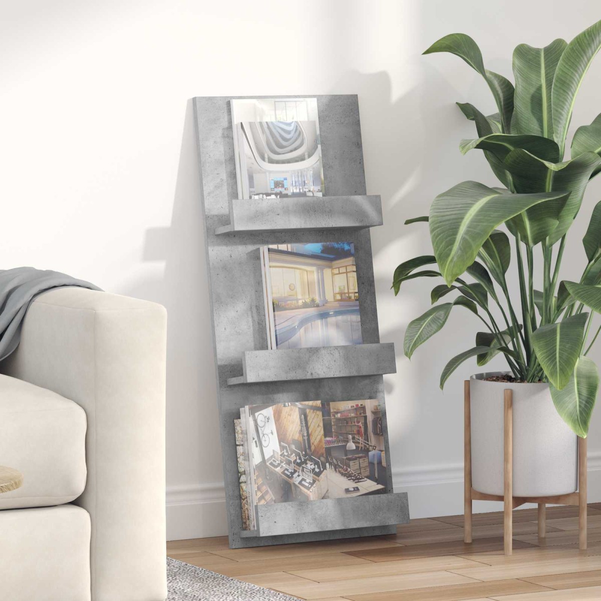 vidaXL Ράφι Περιοδικών με ράφι Σκυρόδεμα Γκρι 43 x 11 x 102 εκ