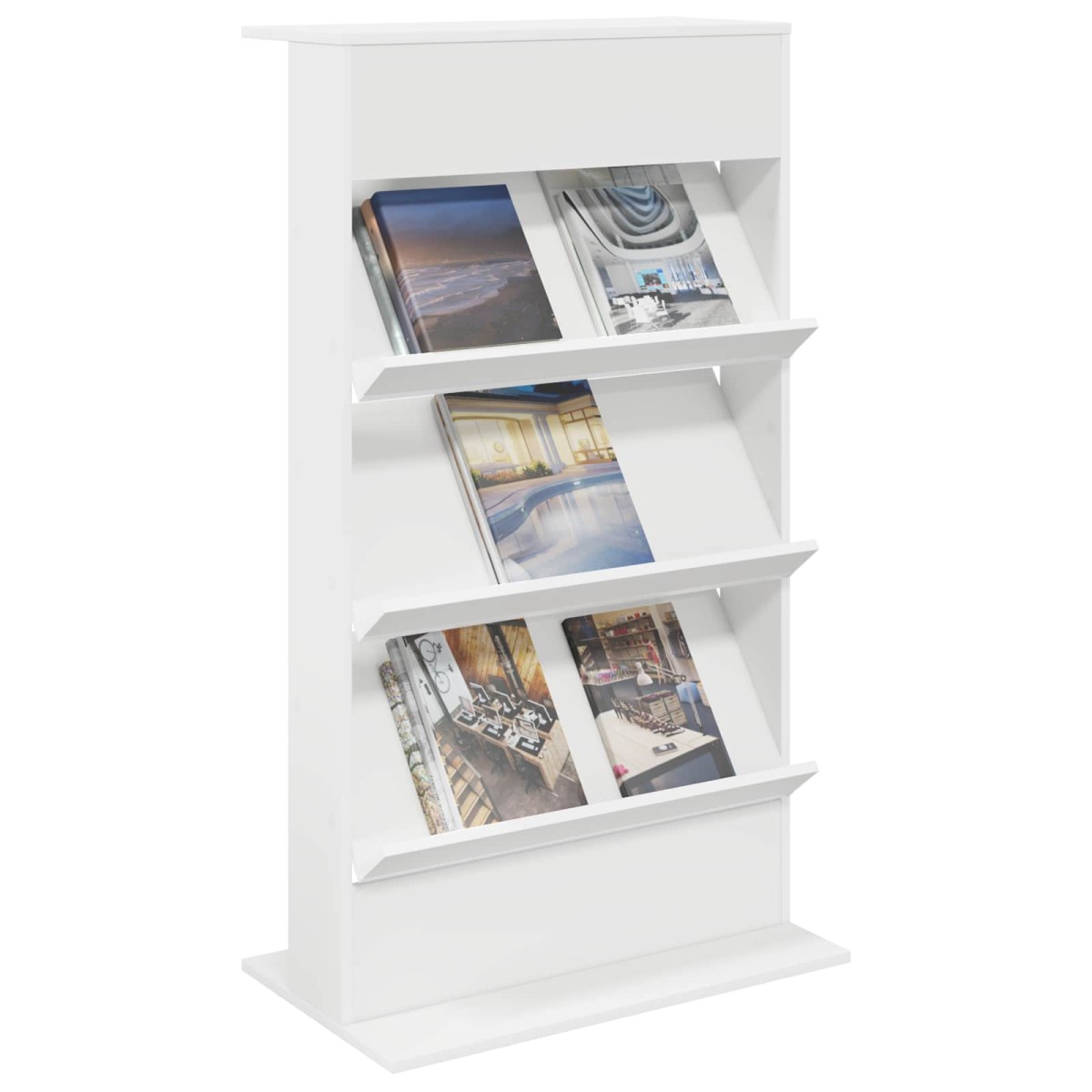vidaXL Ράφι Περιοδικών Λευκό 70 x 41 x 126 εκ. Επεξεργασμένο Ξύλο