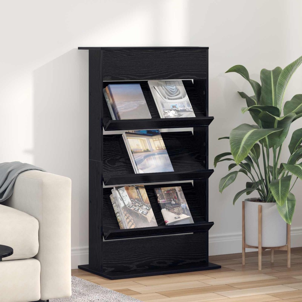 vidaXL Ράφι Περιοδικών Μαύρη Οξυά 70 x 41 x 126 εκ. Επεξεργασμένο Ξύλο