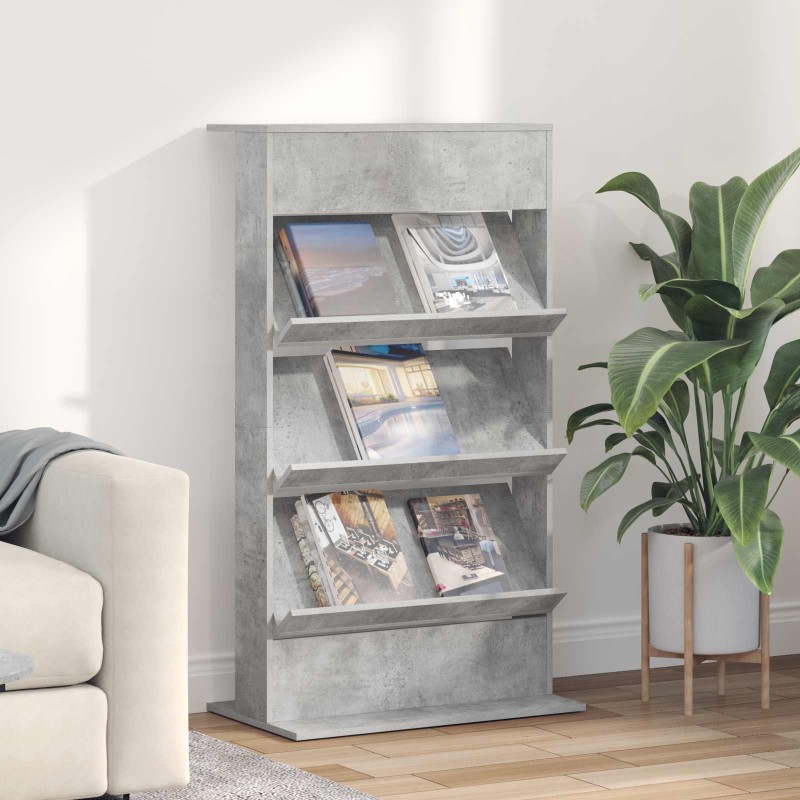 vidaXL Ράφι Περιοδικών Σκυρόδεμα Γκρι 70 x 41 x 126 εκ.