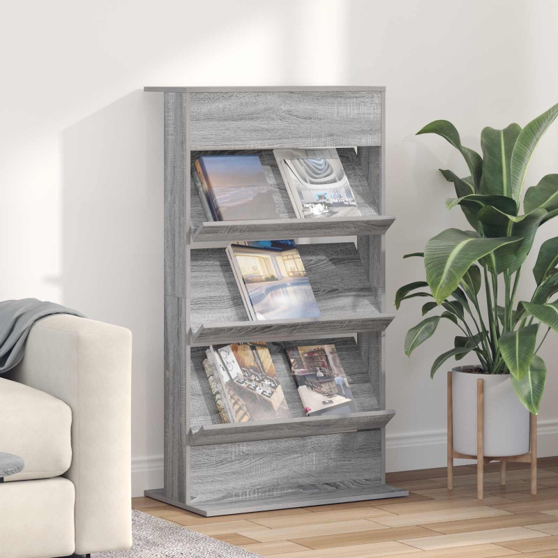 vidaXL Ράφι Περιοδικών Γκρίζο Σονομα 70 x 41 x 126 εκ.