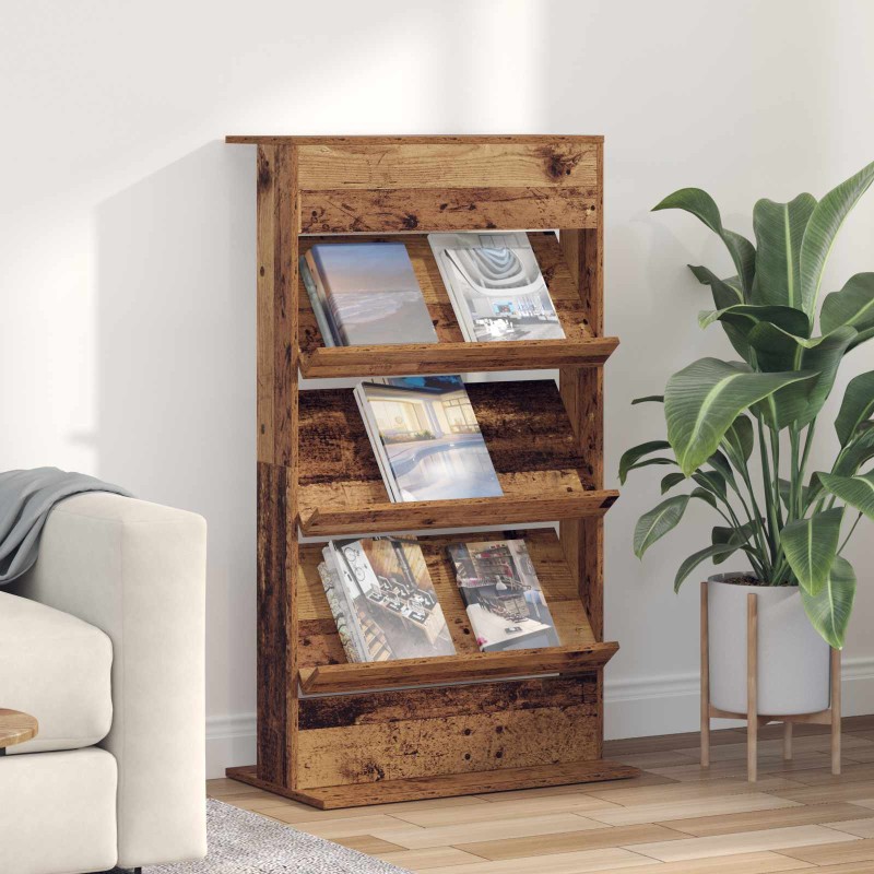 vidaXL Ράφι Περιοδικών Παλιό ξύλο 70 x 41 x 126 εκ. Επεξεργασμένο Ξύλο