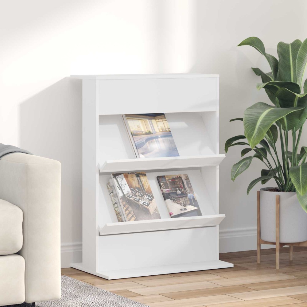 vidaXL Ράφι Περιοδικών Λευκό 70 x 41 x 96 εκ. Επεξεργασμένο Ξύλο