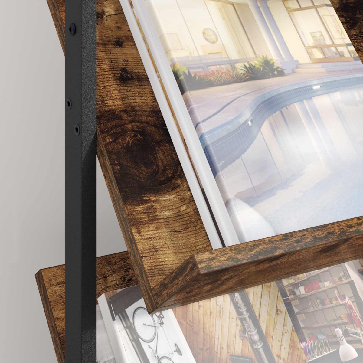 vidaXL Ράφι Περιοδικών Καπνιστό Δρύς 68 x 40 x 123.5 εκ.