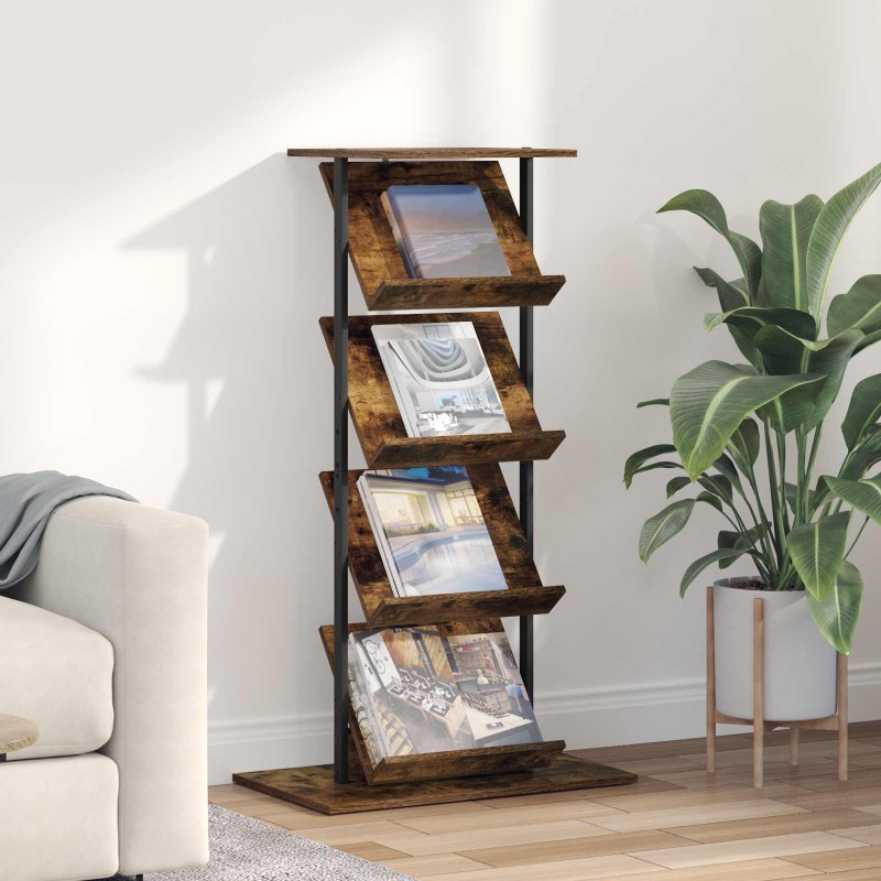 vidaXL Ράφι Περιοδικών Καπνιστό Δρύς 68 x 40 x 123.5 εκ.