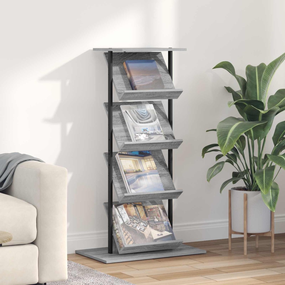 vidaXL Ράφι Περιοδικών Γκρίζο Σονομα 68 x 40 x 123.5 εκ.