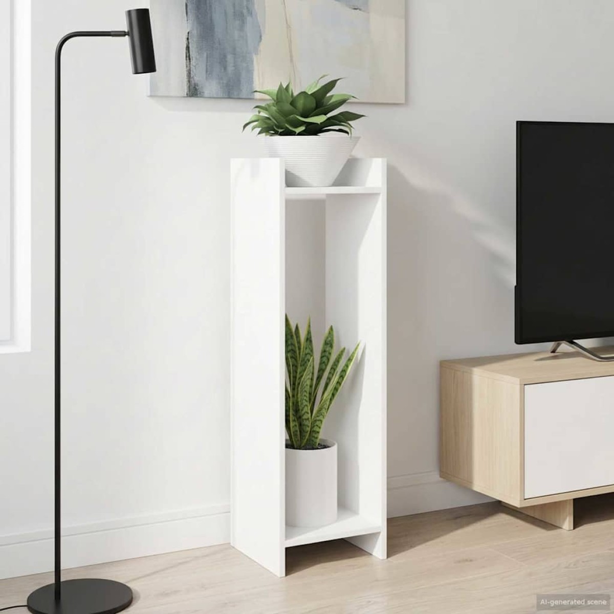 vidaXL Βάση φυτών Λευκός 30 x 30 x 100 εκ Μηχανικά επεξεργασμένο ξύλο
