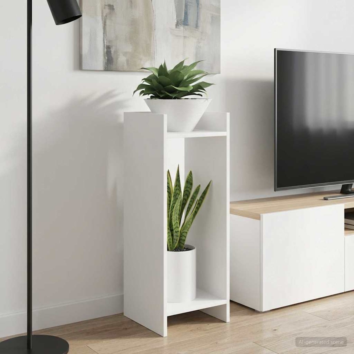vidaXL Βάση φυτών Λευκός 30 x 30 x 80 cm Μηχανικά επεξεργασμένο ξύλο