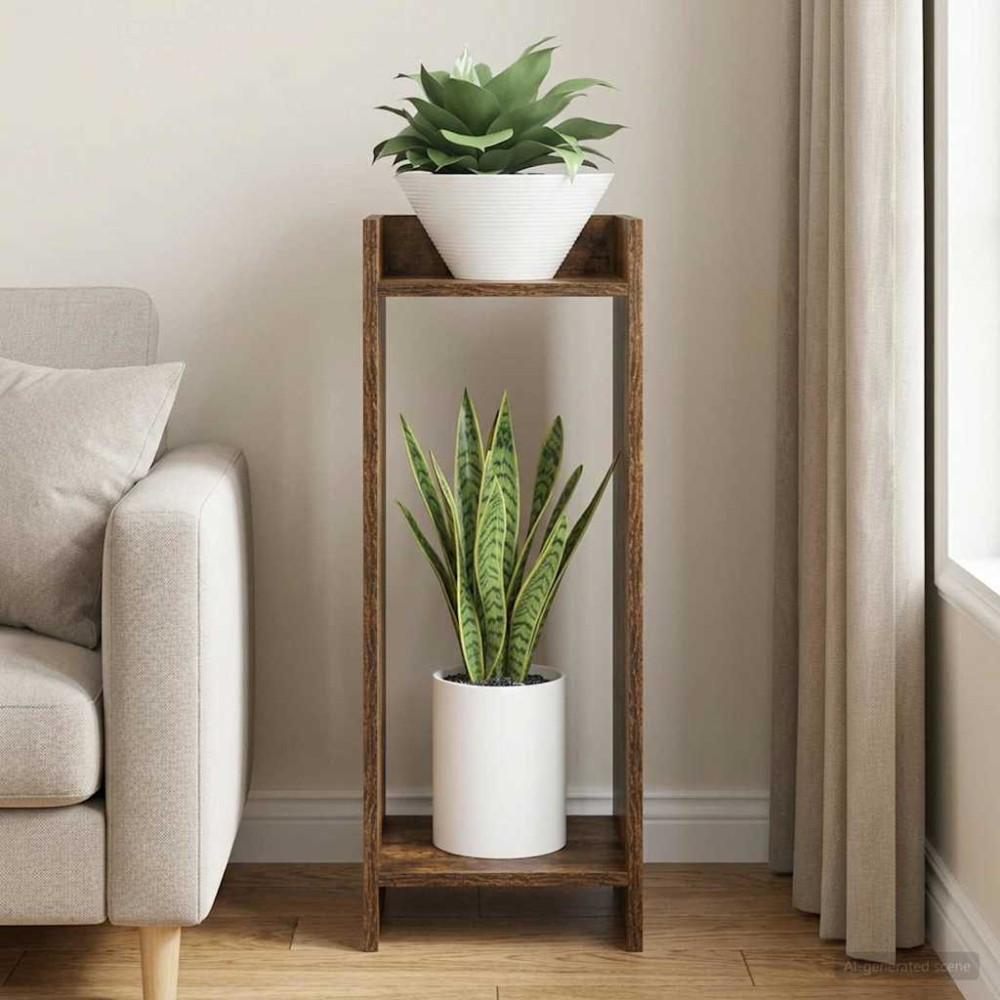 vidaXL Βάση φυτών Καπνιστή Δρυς 30 x 30 x 80 cm