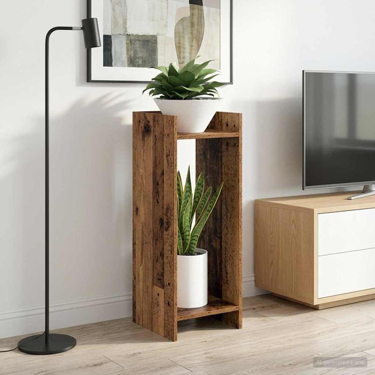 vidaXL Βάση φυτών 2 τμχ. Παλιό ξύλο 30 x 30 x 80 cm