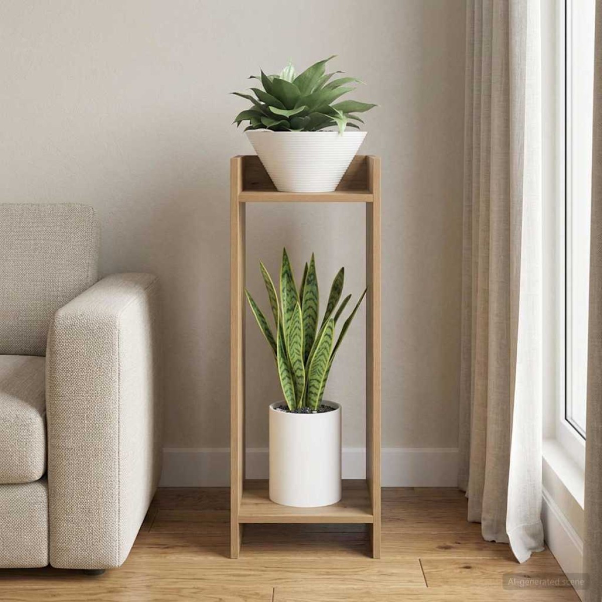 vidaXL Βάση φυτών Τεχνίτικη Δρυς 30 x 30 x 80 cm