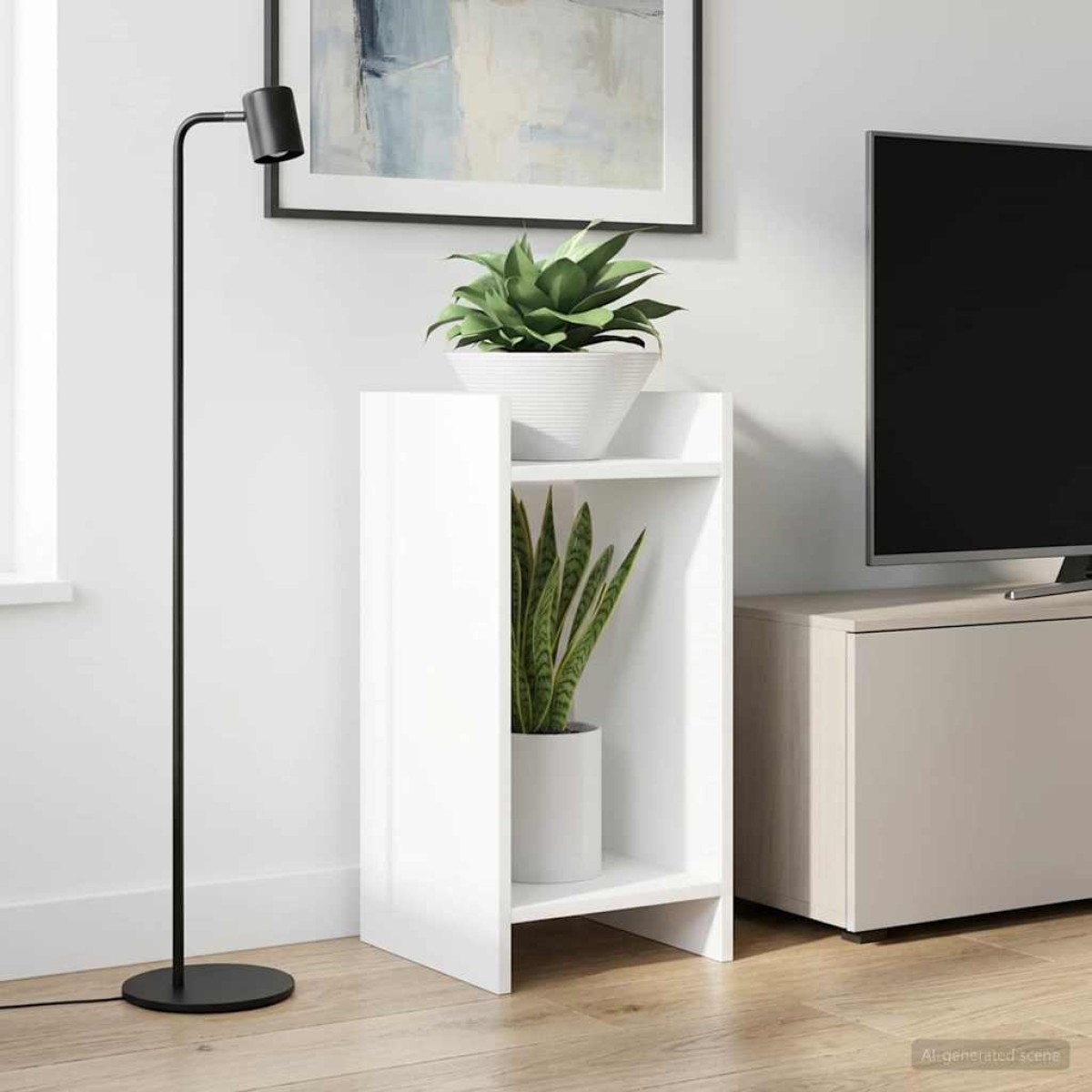 vidaXL Βάση φυτών Λευκός 30 x 30 x 60 cm Μηχανικά επεξεργασμένο ξύλο